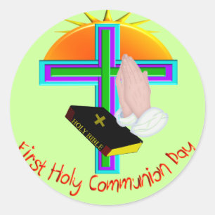 First Holy Communion Day Gifts Classic Round Sticker