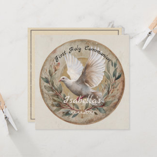 First Holy Communion Dove Vintage Christian Theme Card