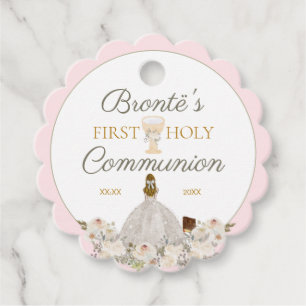 First Holy Communion Elegant Blush Pink Favor Tags