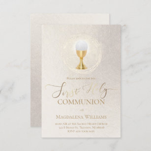 First Holy Communion   elegant simulated metal Invitation