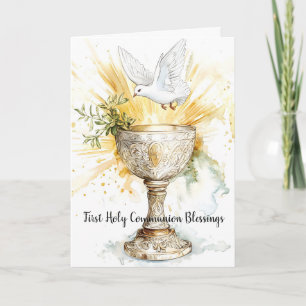 First Holy Communion Eucharist Dove Blessings Card