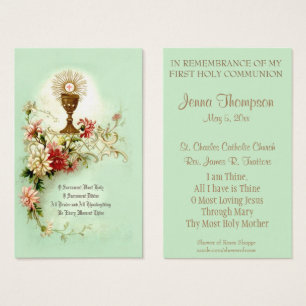 FIRST HOLY COMMUNION EUCHARIST PRAYER HOLY CARD