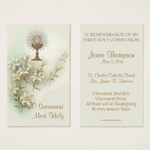 FIRST HOLY COMMUNION EUCHARIST PRAYER HOLY CARD