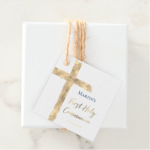 First Holy Communion faux gold foil Holy Cross Favour Tags