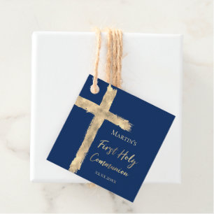 First Holy Communion faux gold foil Holy Cross Favour Tags