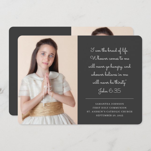 First Holy Communion For Her | Modern Photo Invitation (Front/Back)