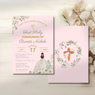 First Holy Communion Girl Blush Pink Chalice Invitation