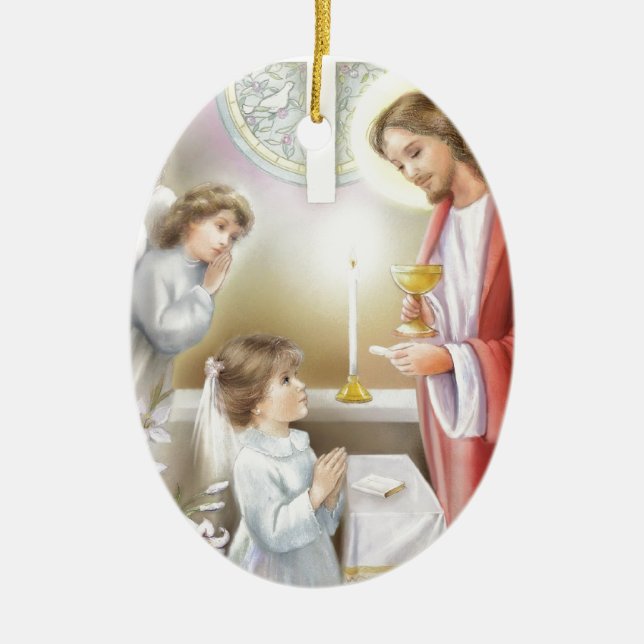 First Holy Communion girl Ceramic Tree Decoration (Front)