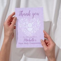 First Holy Communion Girl Flat Thank You Card
