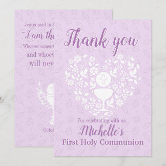 First Holy Communion Girl Flat Thank You Card