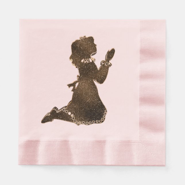 First Holy Communion Girl Praying Elegant Napkin (Front)