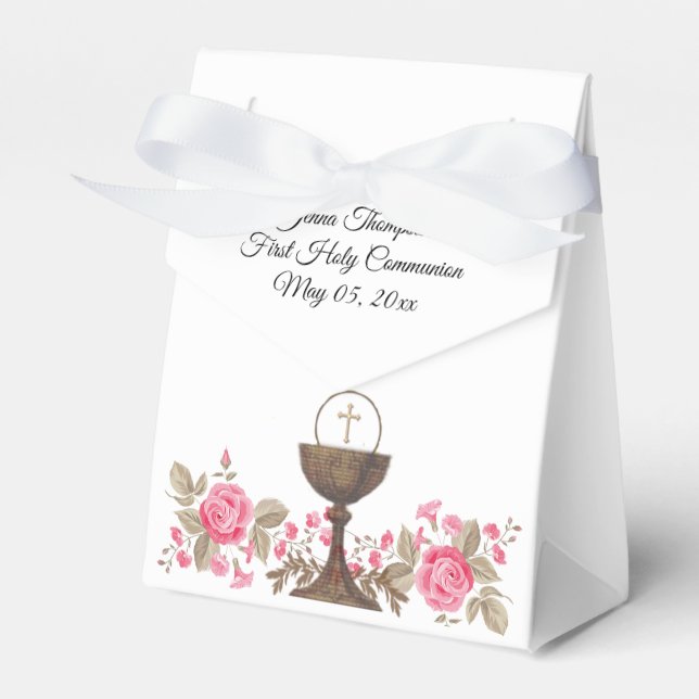 First Holy Communion Girls Traditional Roses Favour Box (Front Side)