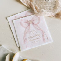 First Holy Communion Gold Cross Pink Bow