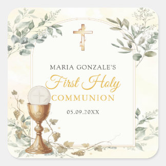 First Holy Communion Gold Cross Sticker