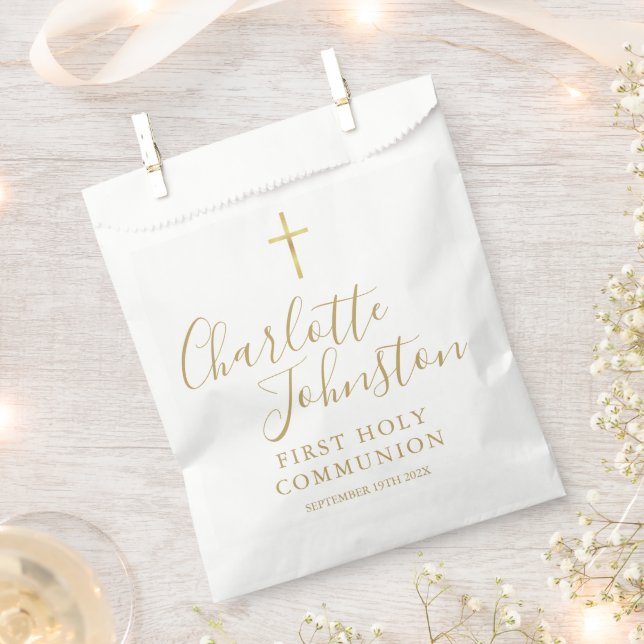 First Holy Communion Gold Signature Favour Bag (Clipped)