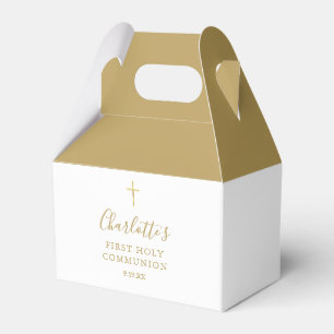 First Holy Communion Gold Signature Script Favour Box
