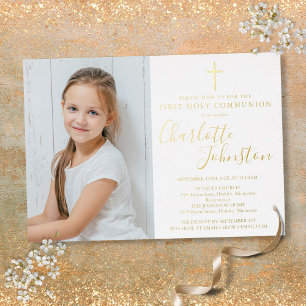 First Holy Communion Golden Script Photo