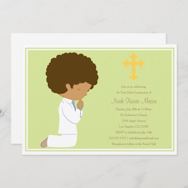 First Holy Communion - Green | Invitation (Front/Back)