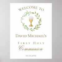First Holy Communion green wreath welcome