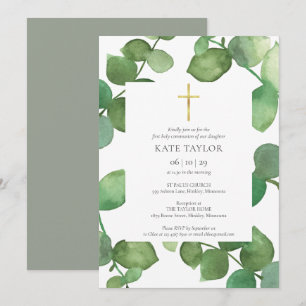 First Holy Communion Greenery Eucalyptus Invitation