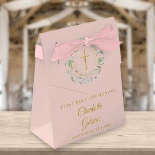 First Holy Communion Greenery Garland Blush Pink Favour Box