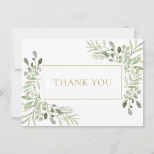 First Holy Communion Greenery Photo Gold Thank You Card