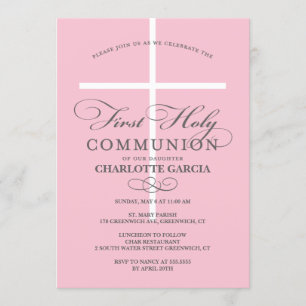 First Holy Communion Invitation Blue
