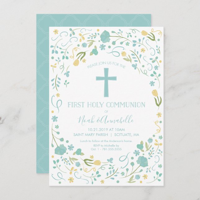 First Holy Communion Invitation - Boy and/or Girl (Front/Back)