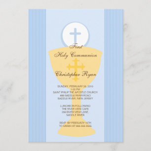 First Holy Communion Invitation Chalice Boy Blue
