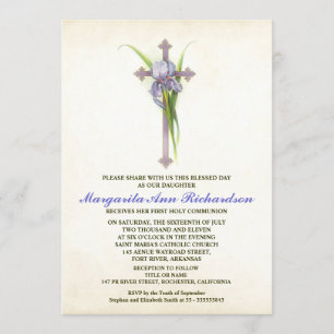 First Holy Communion Invitation - elegant cross