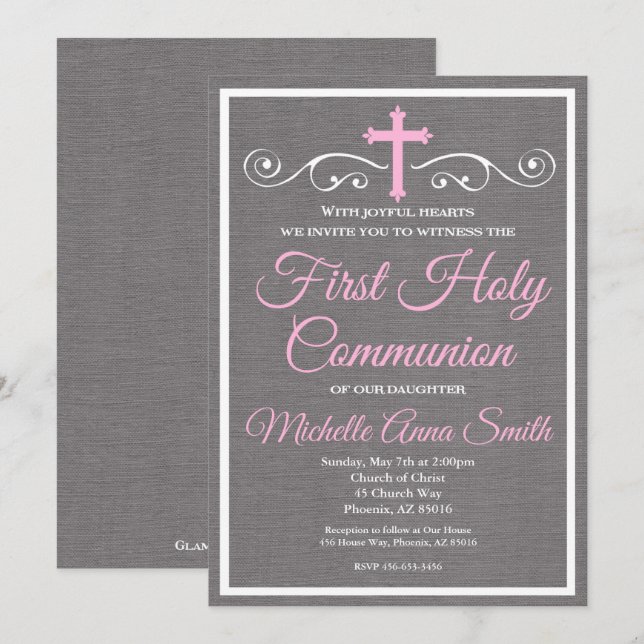 First Holy Communion Invitation, First Communion Invitation (Front/Back)