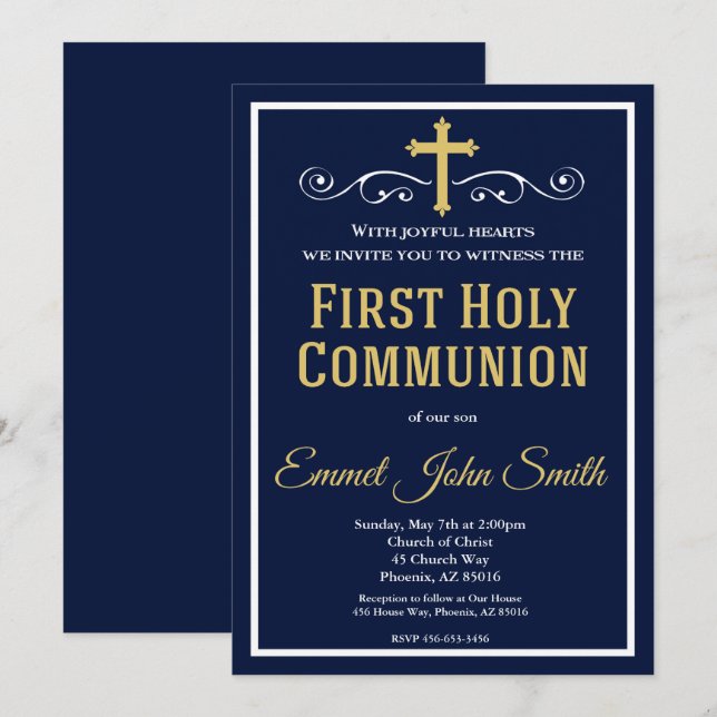 First Holy Communion Invitation, First Communion Invitation (Front/Back)