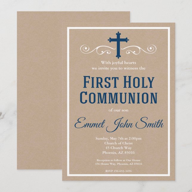 First Holy Communion Invitation, First Communion Invitation (Front/Back)