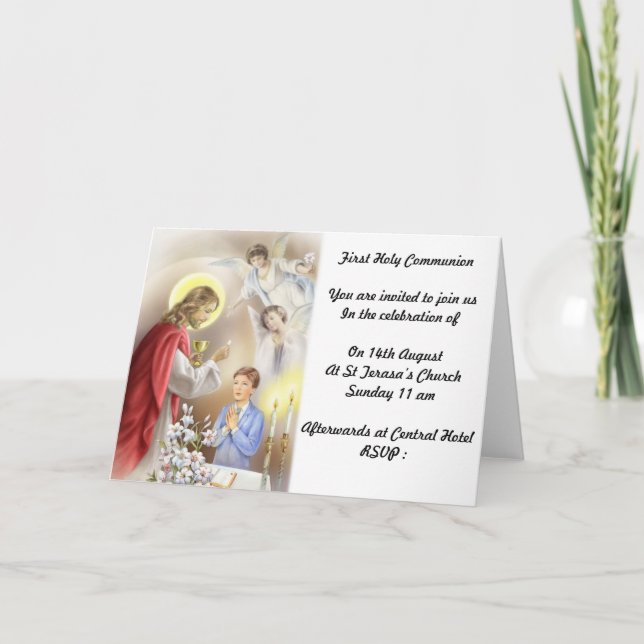 First Holy Communion Invitation for boys (Front)