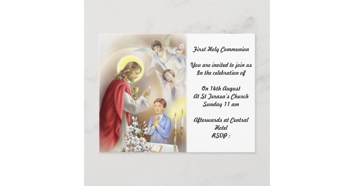 First Holy Communion Invitation for boys Zazzle