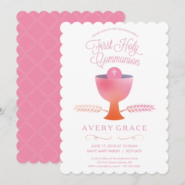 First Holy Communion Invitation - Girl's Invite (Front/Back)