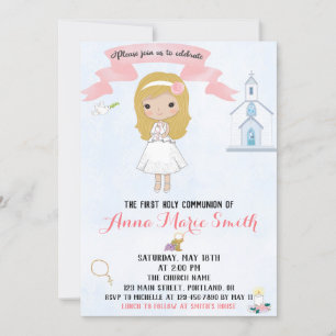 First Holy Communion invitation Girl's invite