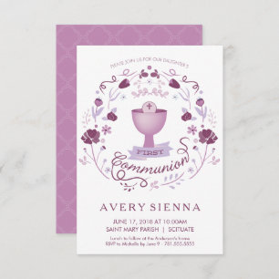 First Holy Communion Invitation Girl's Invite Card