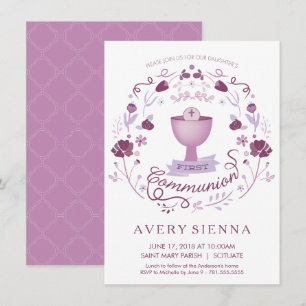 First Holy Communion Invitation Girl's Invite Card