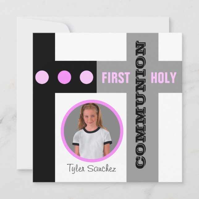 First Holy Communion Invitation Pink (Front)