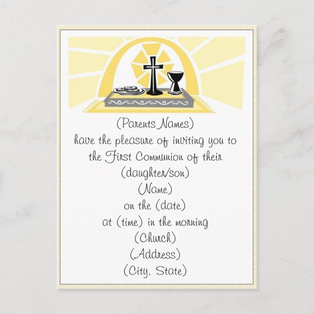 First Holy Communion Invitation Postcard (Front)