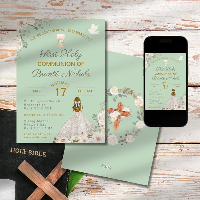 First Holy Communion Invitations Boho Chalice (Creator Uploaded)