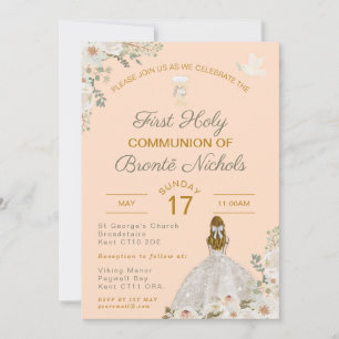 First Holy Communion Invitations Boho Chalice 