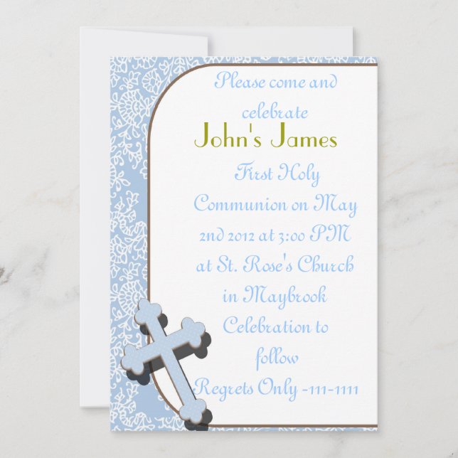 First Holy Communion Invitations FOR BOYS (Front)