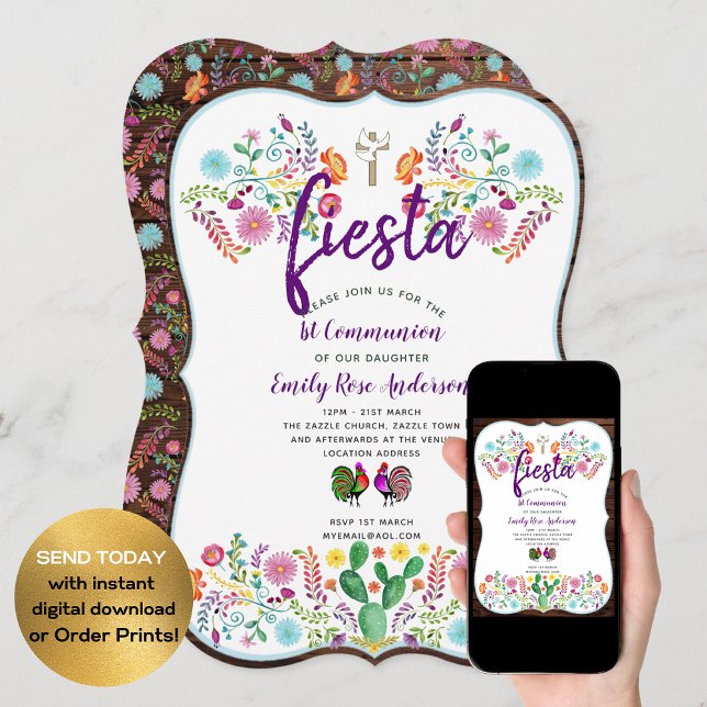 First Holy Communion Invite FIESTA Boy or Girl (Creator Uploaded)