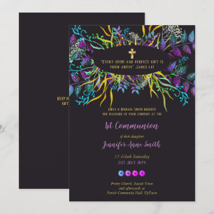 First Holy Communion Invite Girl PURPLE - VERSE