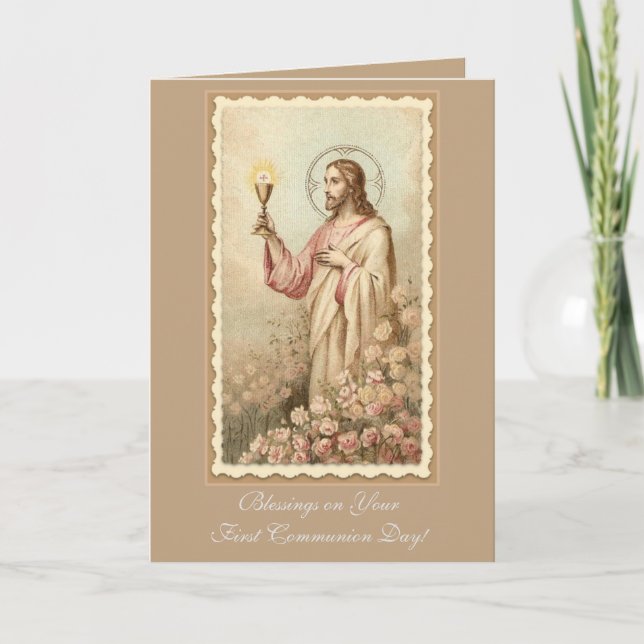 First Holy Communion Jesus Chalice Card (Front)