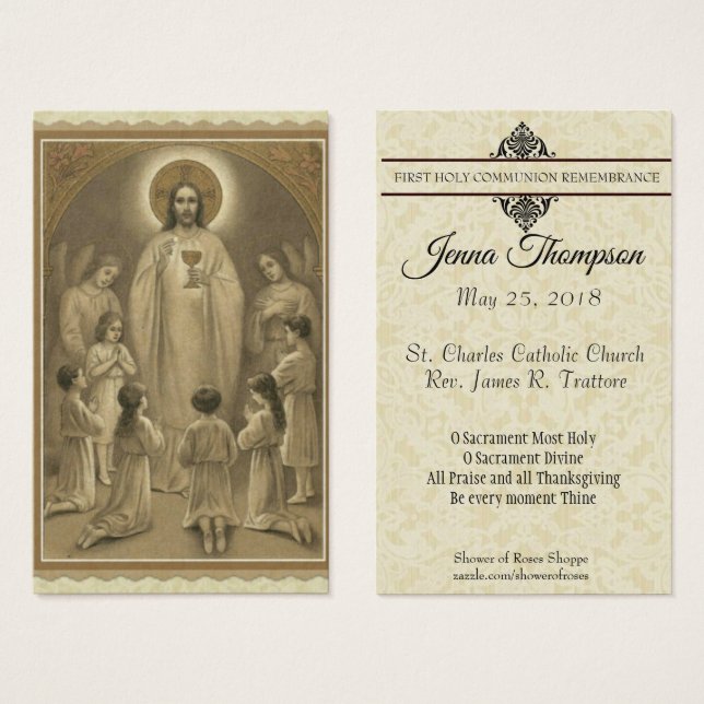 FIRST HOLY COMMUNION JESUS CHILDREN HOLY CARD (Front & Back)