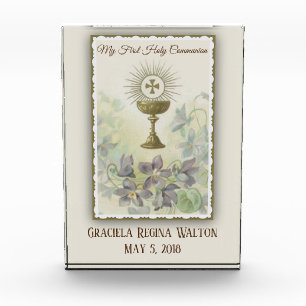 First Holy Communion Jesus Host Chalice Keepsake Photo Block
