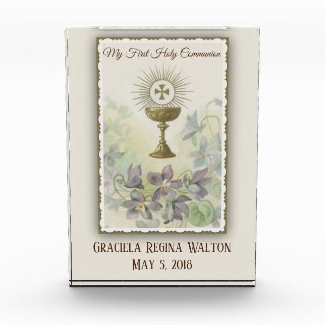 First Holy Communion Jesus Host Chalice Keepsake Photo Block (Front)